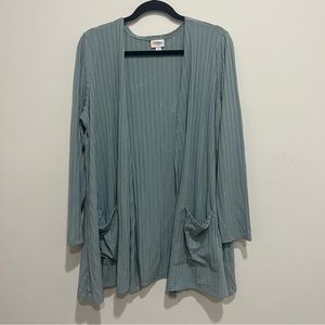 LuLaRoe Womens Blue Cardigan Size 2XL Long Sleeve Pockets
